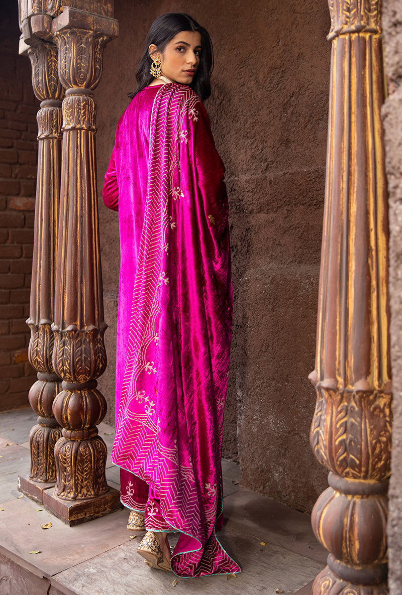 Rani Leaf Embroidery Ruhaani Kurta Set