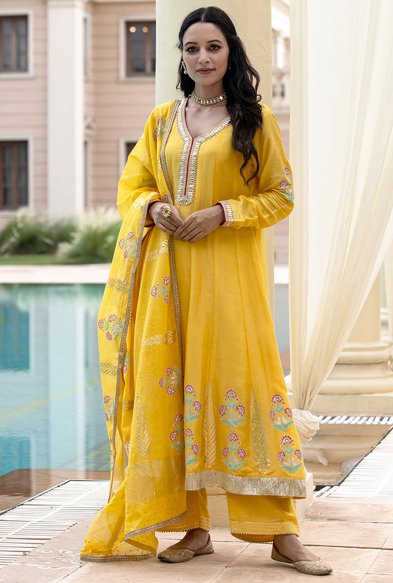 Yellow Kalidaar Haseena Kurta Set