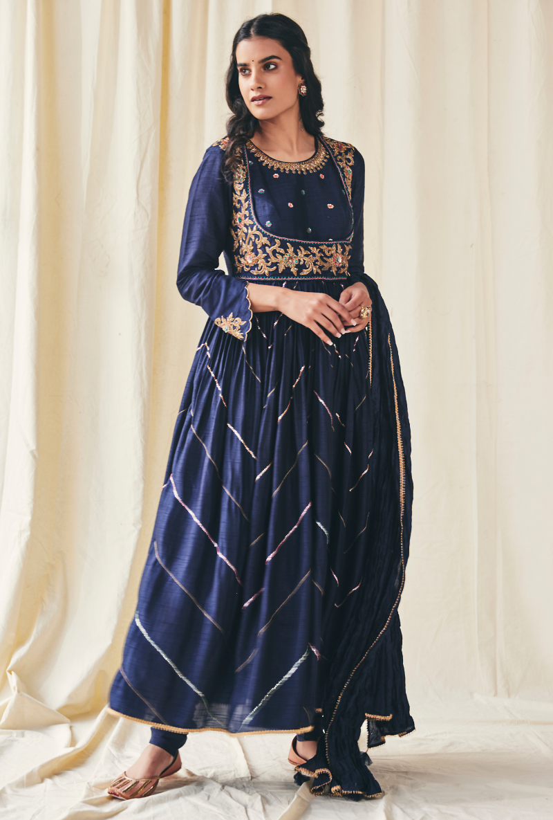 Blue Poshak Meera Anarkali Set