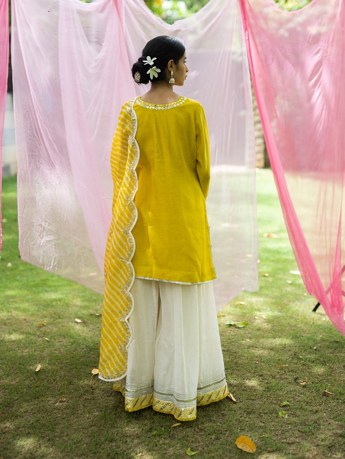 Yellow Leheriya Sharara Set