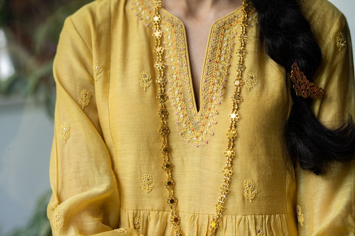 Yellow Resham Kurta Set