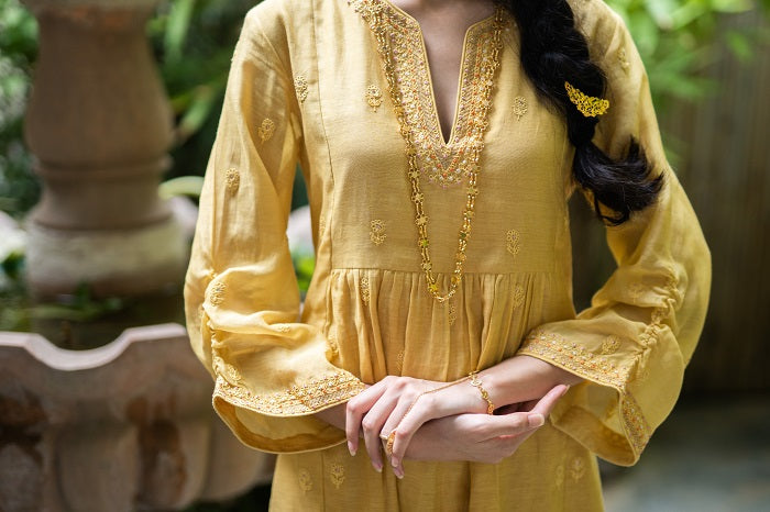 Yellow Resham Kurta Set