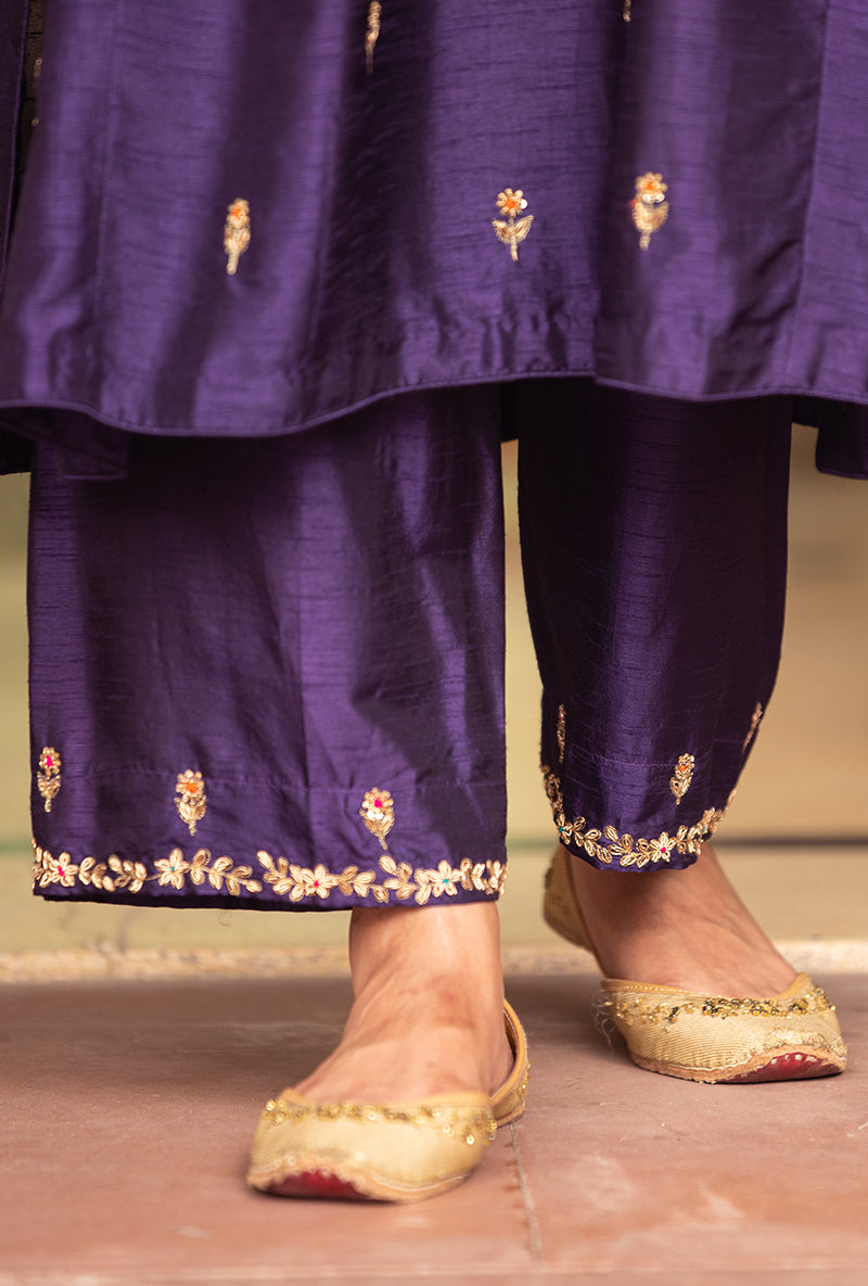 Deep Purple Zardozi Sitara Husna Kurta Set