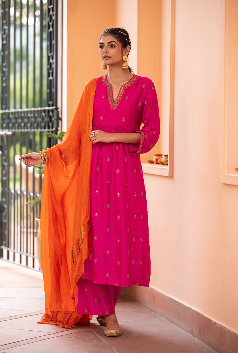 Fuschia Classic Sitara Husna Kurta Set