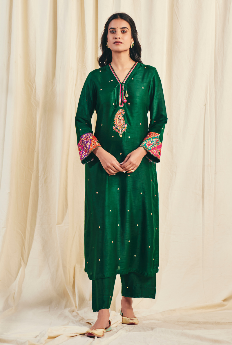 Green Gota Paisley Meera Kurta Set