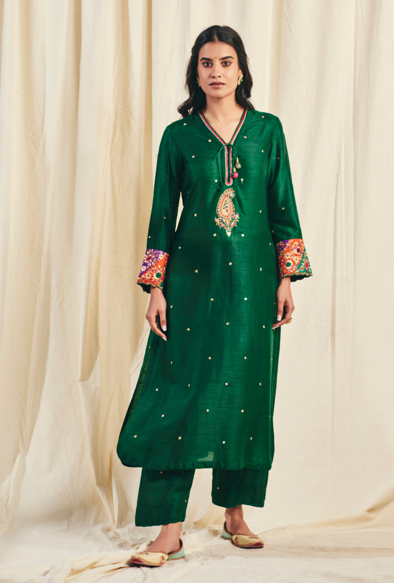 Green Gota Paisley Meera Kurta Set