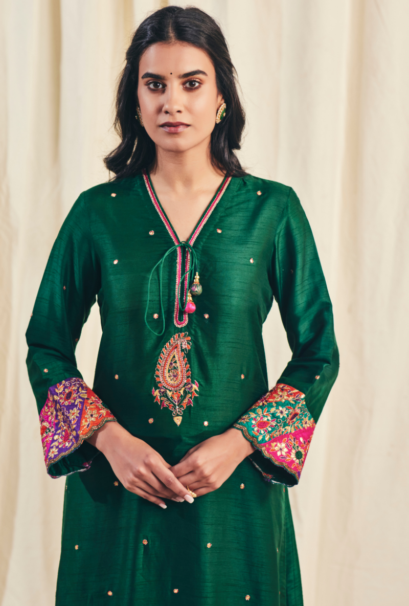 Green Gota Paisley Meera Kurta Set