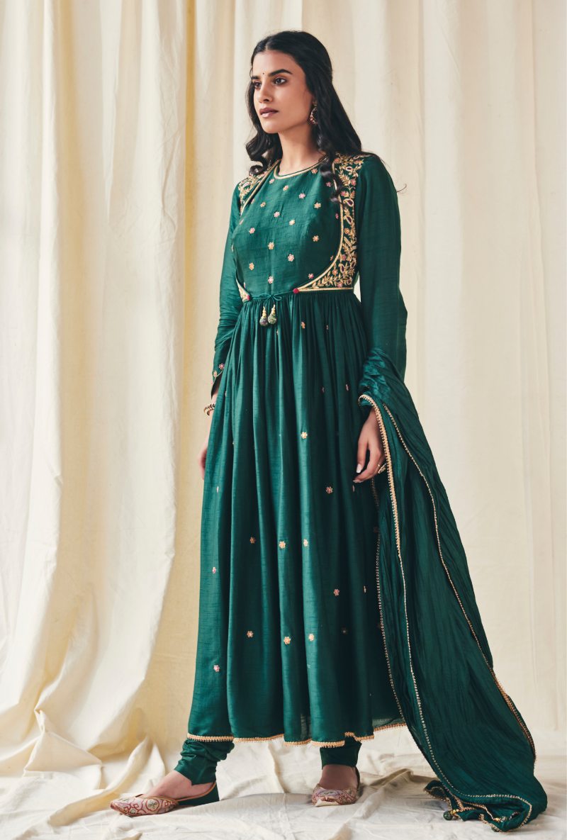 Green Kairi Meera Anarkali Set