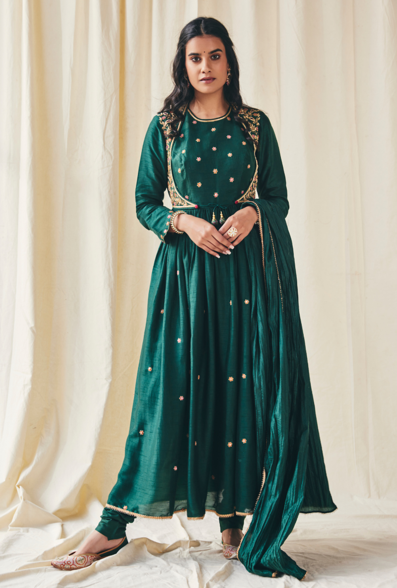 Green Kairi Meera Anarkali Set