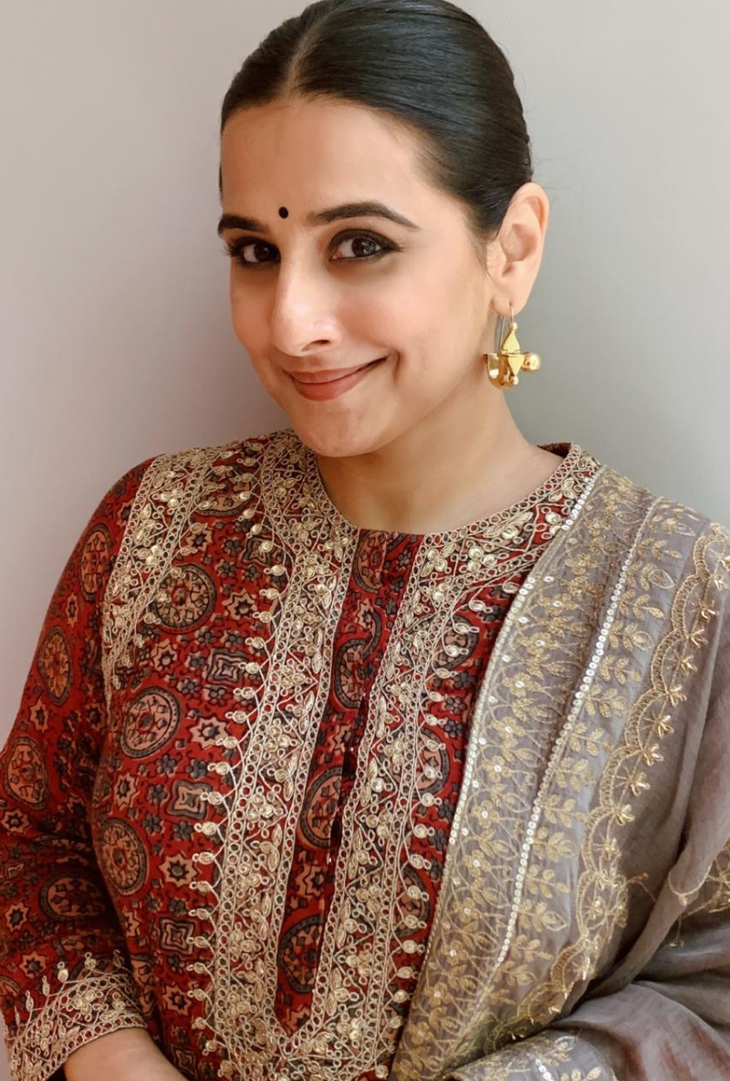 Vidya Balan In Red Saanjh Kurta Set