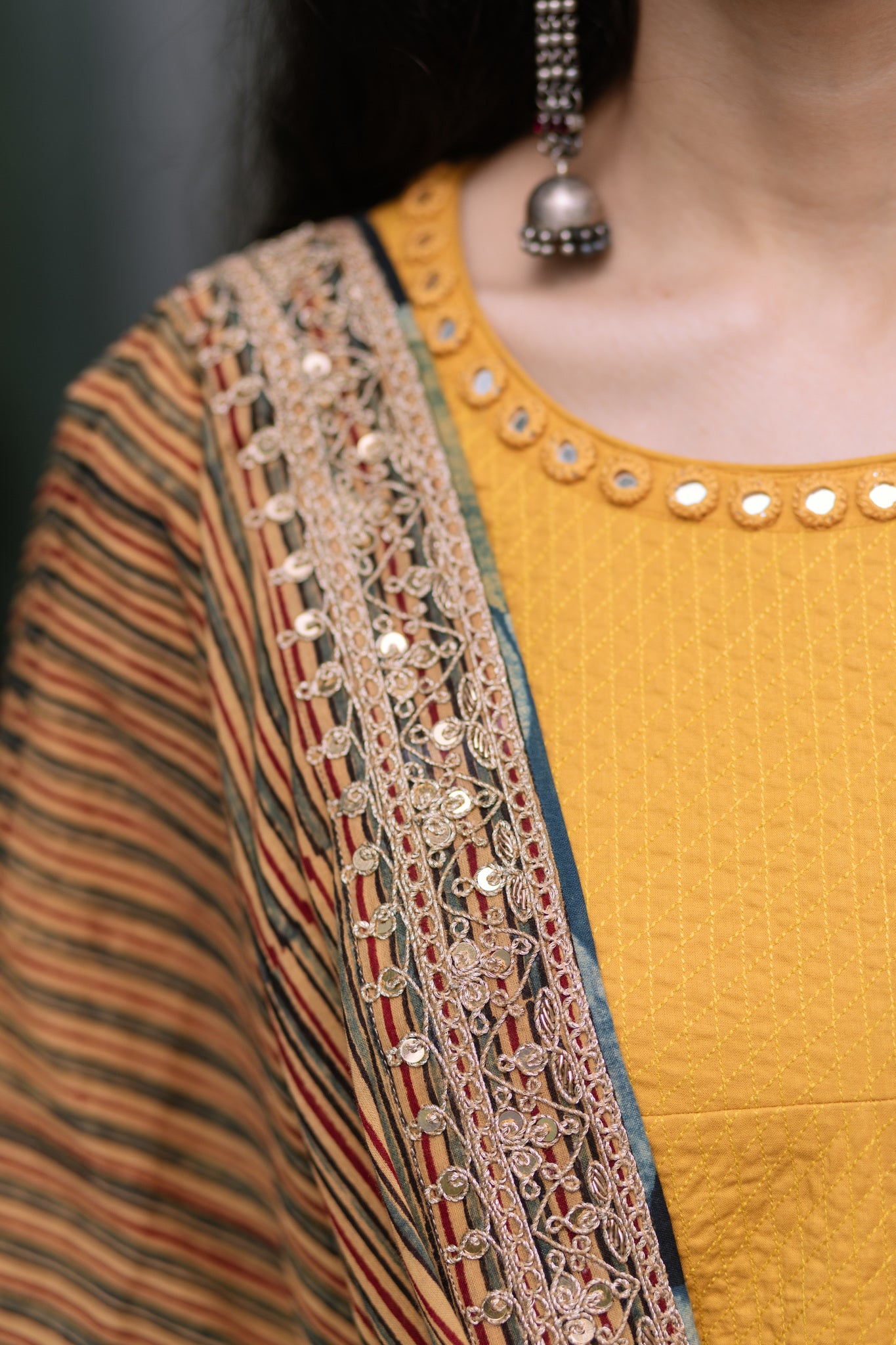 Mustard Ajrakh Dupatta Set