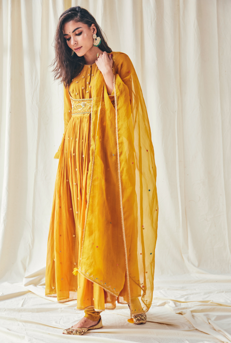 Mustard Meera Anarkali Set