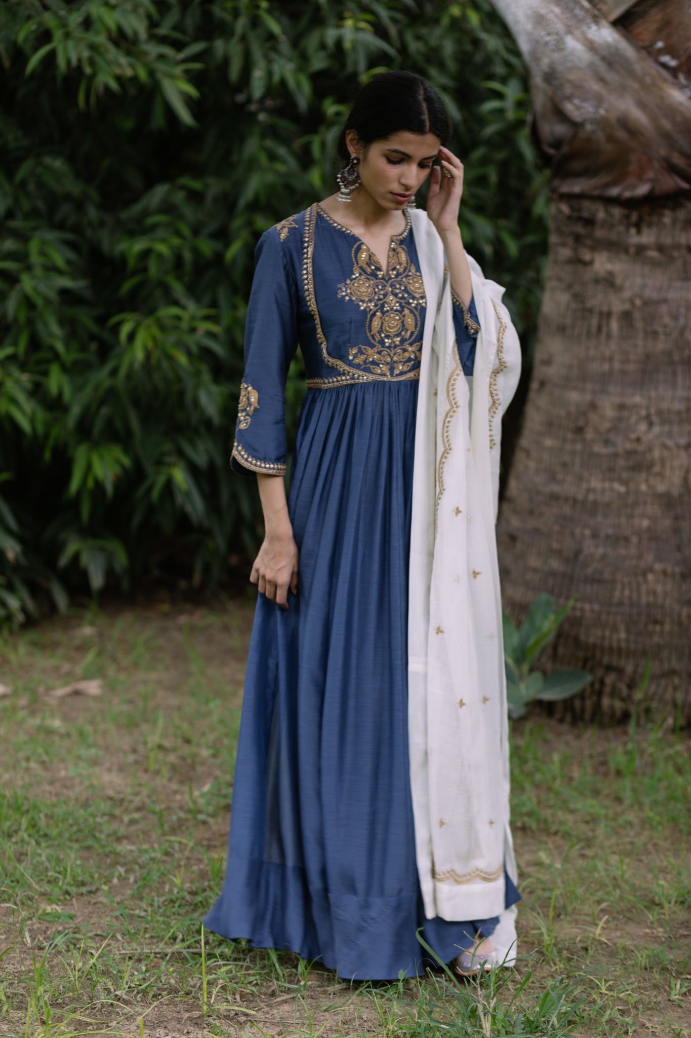 Navy Mughal Dori Kurta Set
