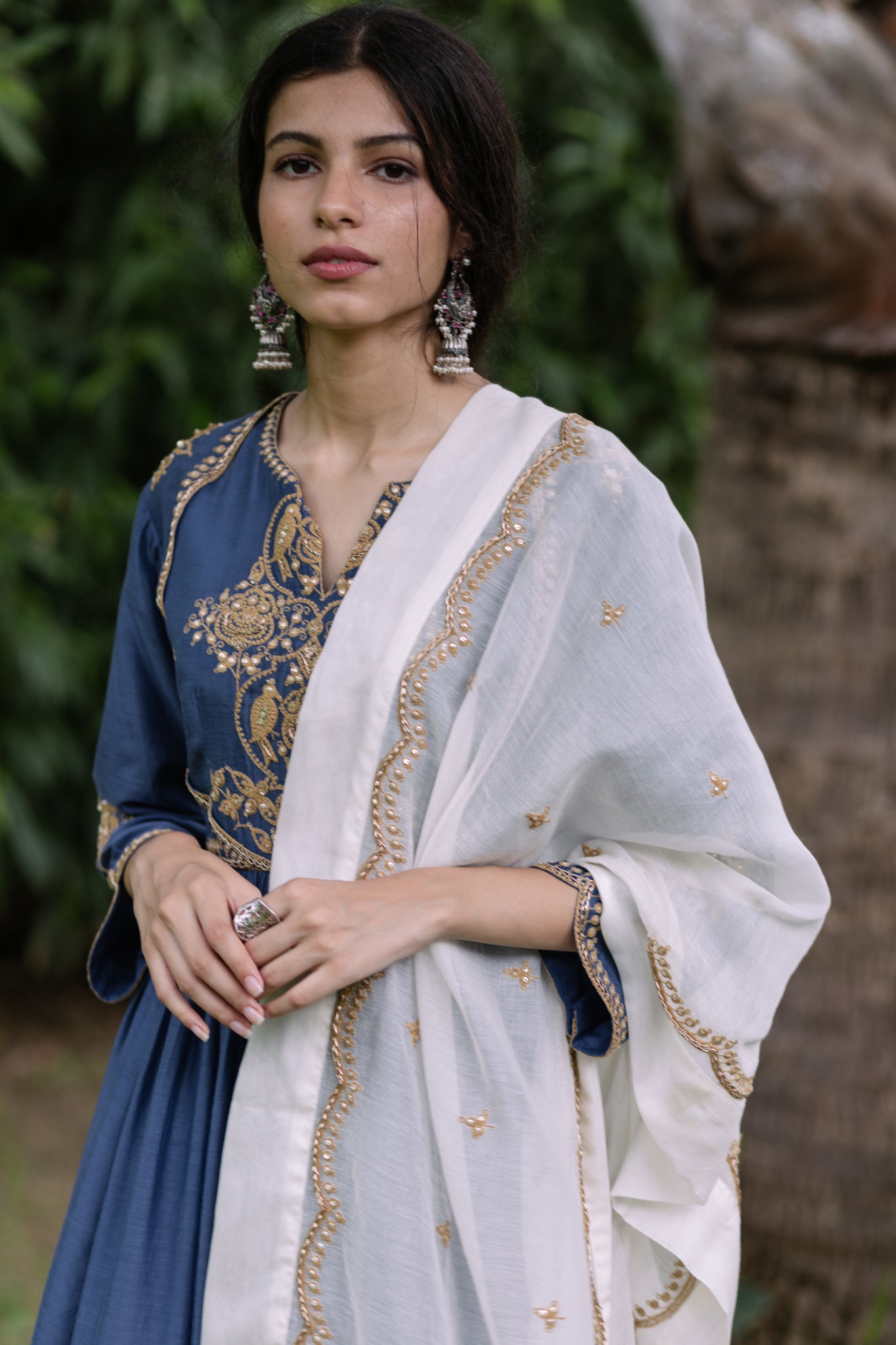 Navy Mughal Dori Kurta Set