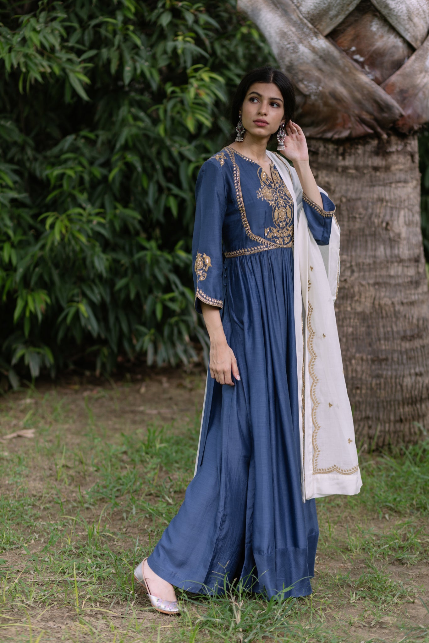 Navy Mughal Dori Kurta Set