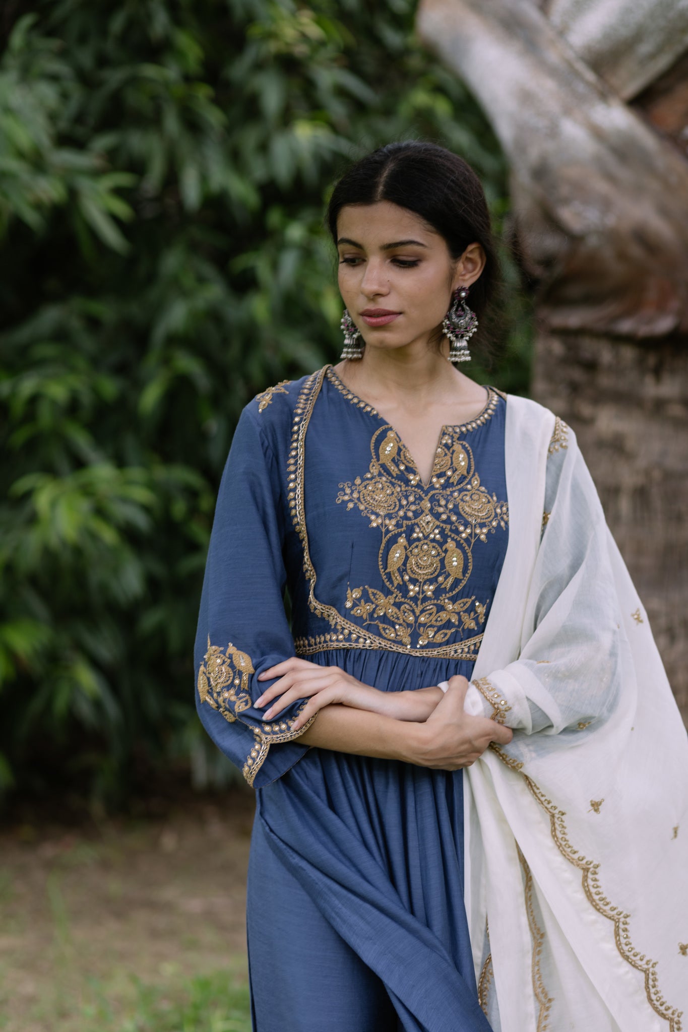 Navy Mughal Dori Kurta Set