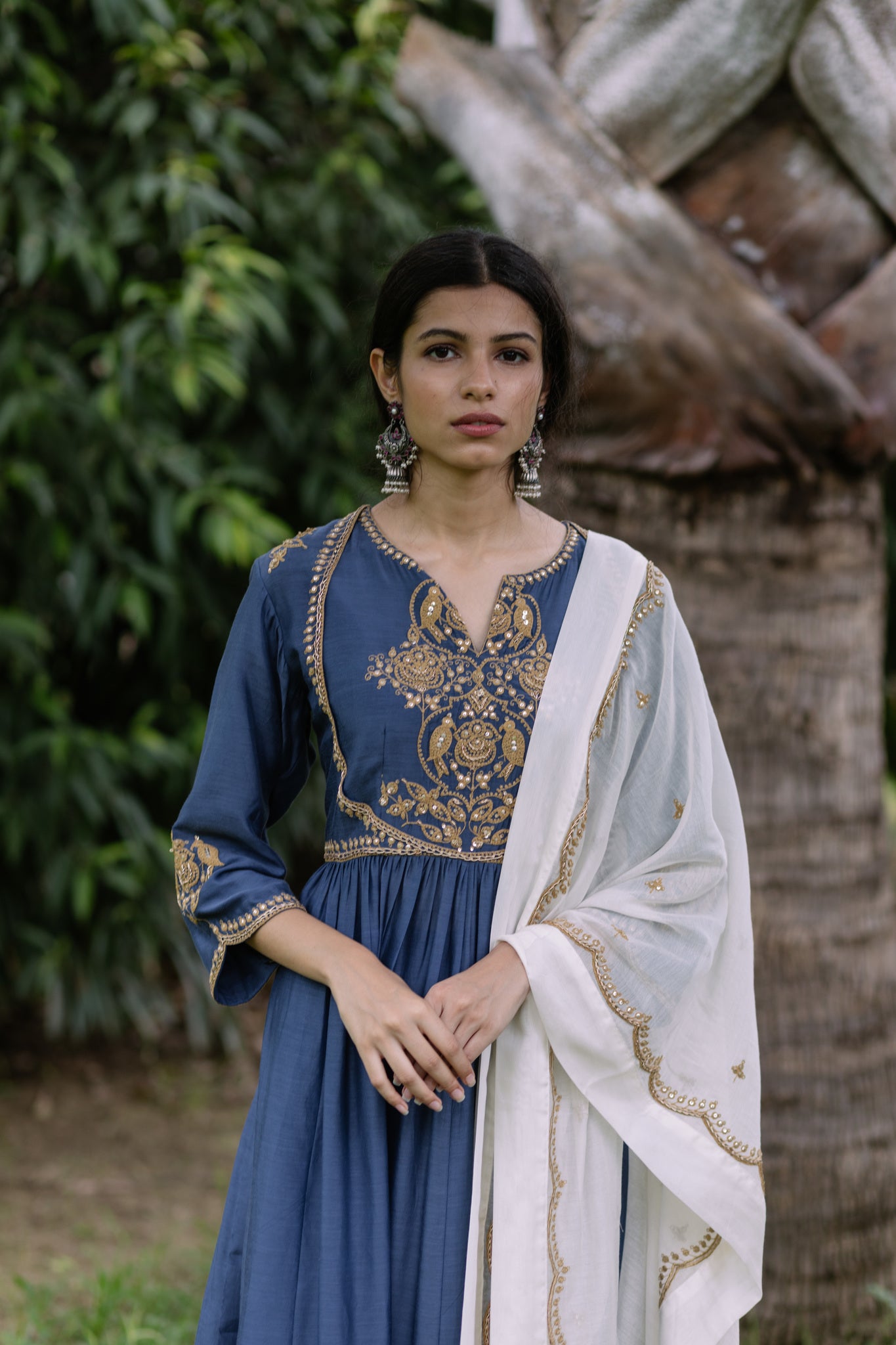Navy Mughal Dori Kurta Set