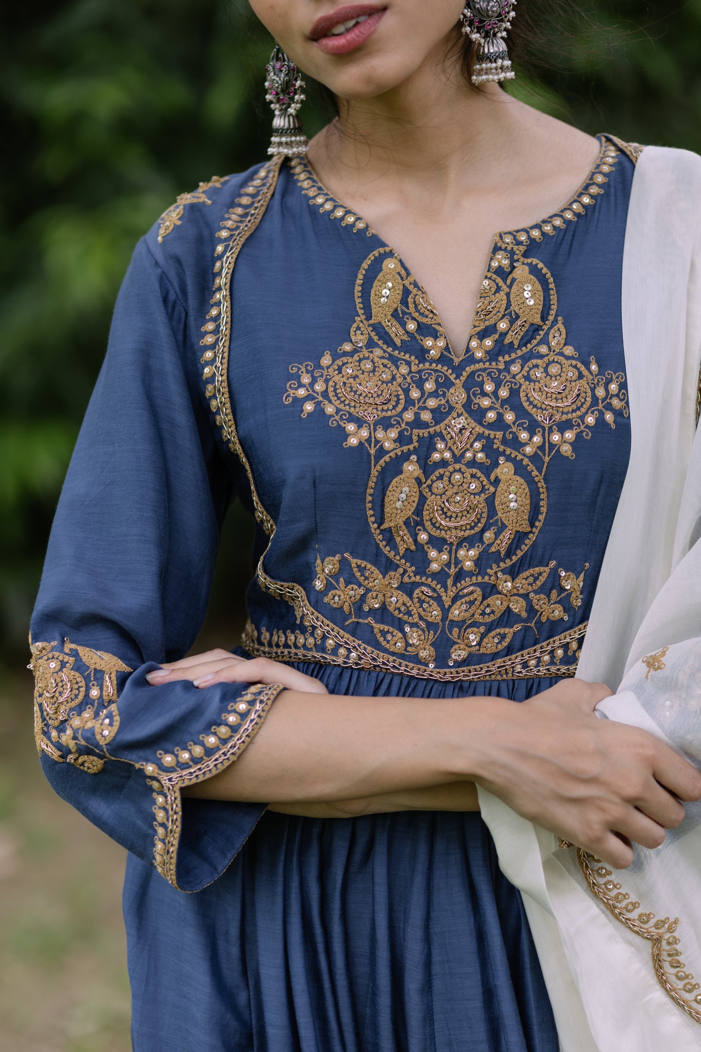 Navy Mughal Dori Kurta Set
