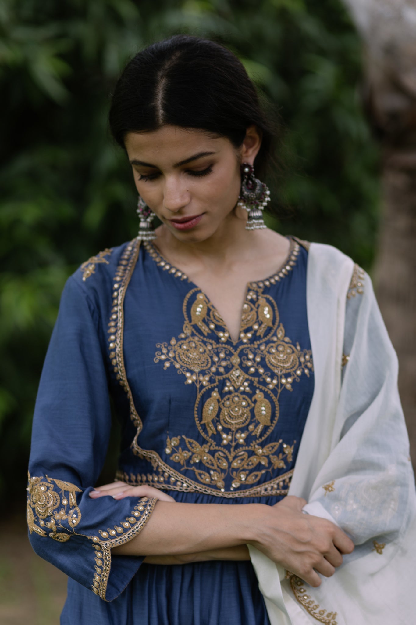 Navy Mughal Dori Kurta Set