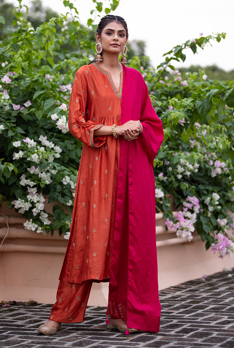 Orange Classic Sitara Husna Kurta Set