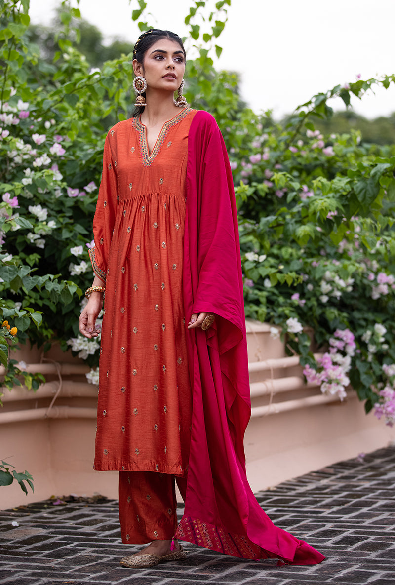 Orange Classic Sitara Husna Kurta Set