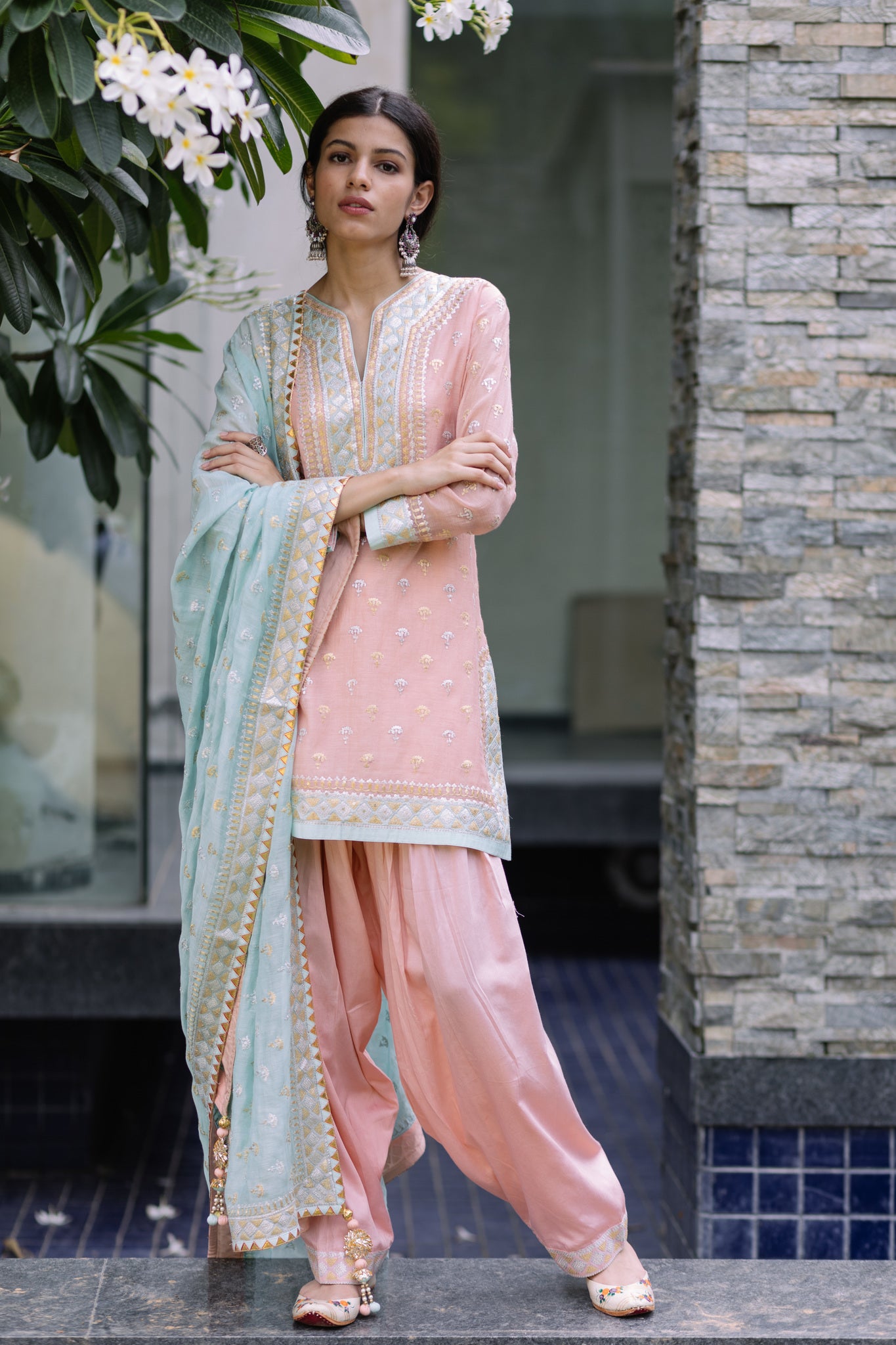 Peach Pitten Salwar Set