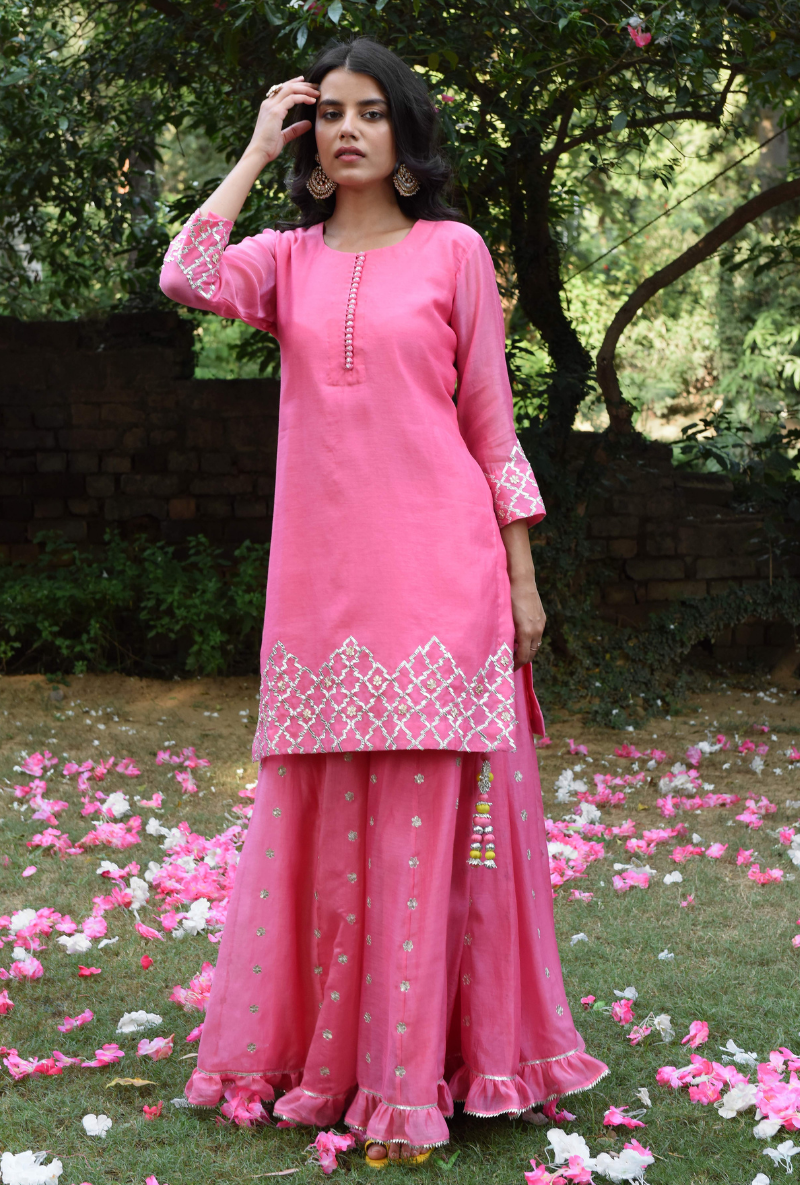 Pink Roop Gota Sharara Set