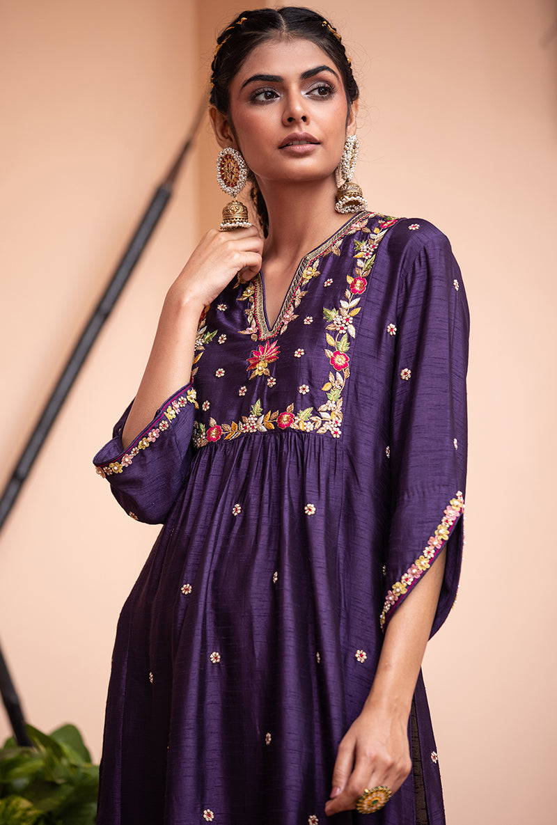 Purple Floral Sitara Husna Kurta Set