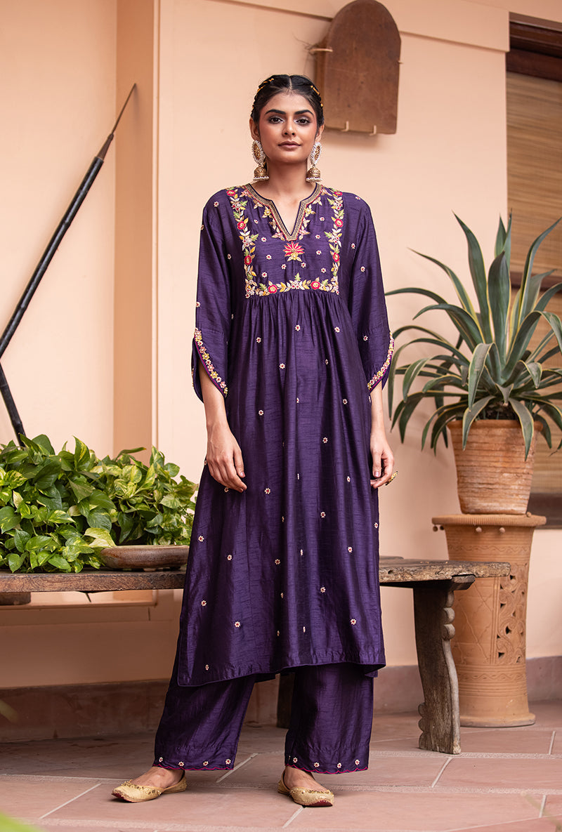 Purple Floral Sitara Husna Kurta Set
