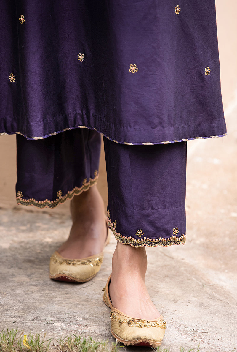 Purple Light Yoke Applique Baano Kurta Set