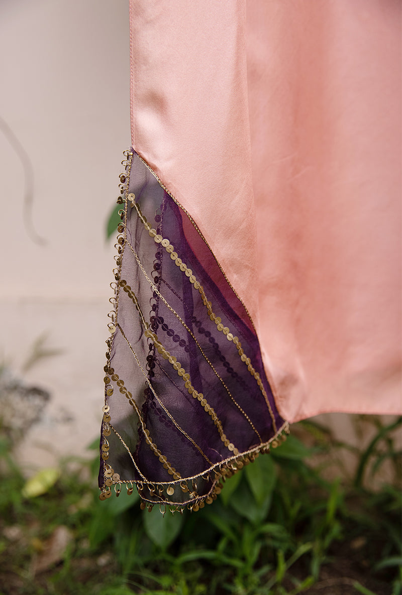 Purple Light Yoke Applique Baano Kurta Set