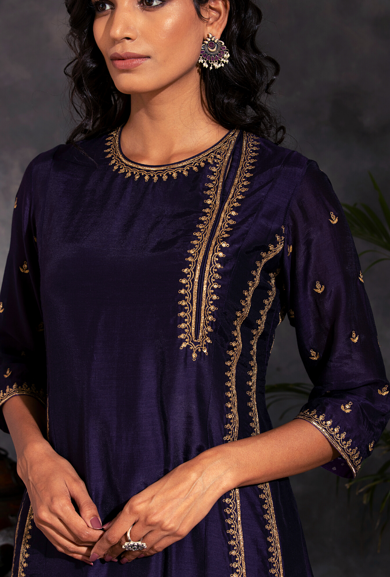 Saanjh Purple & Ivory Salwar Set