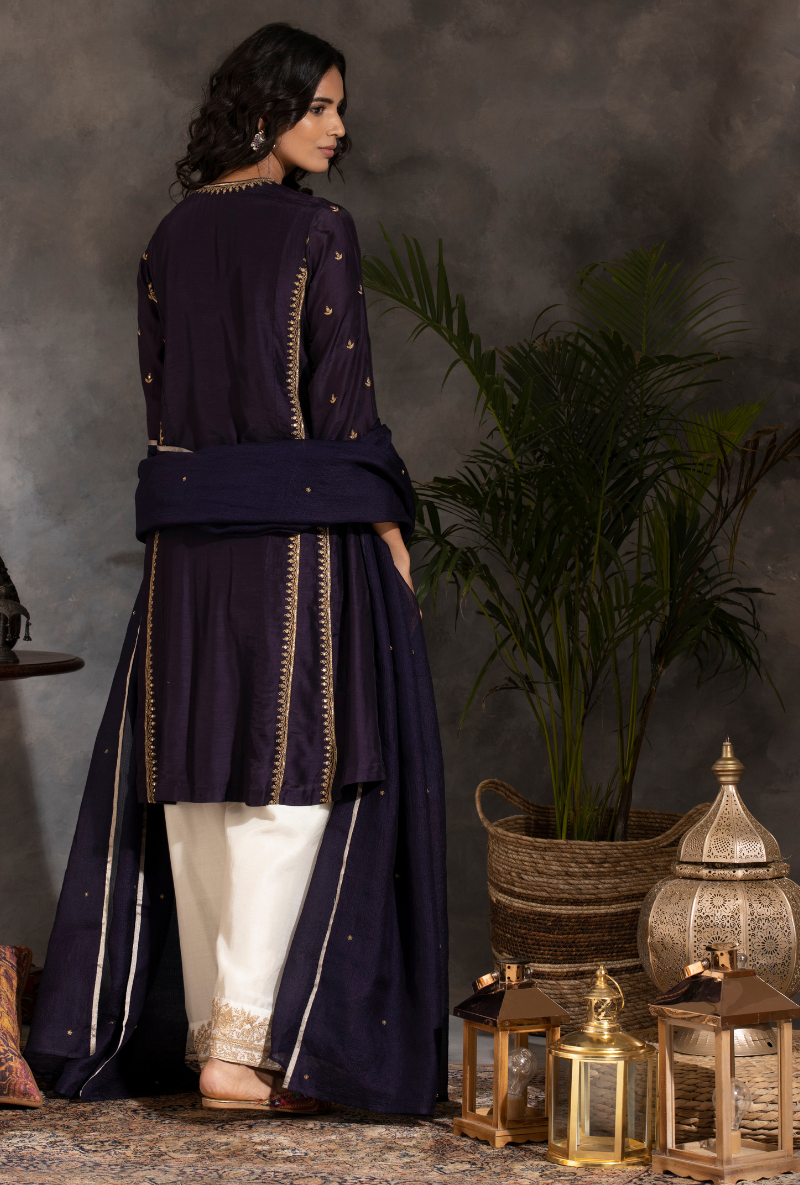 Saanjh Purple & Ivory Salwar Set