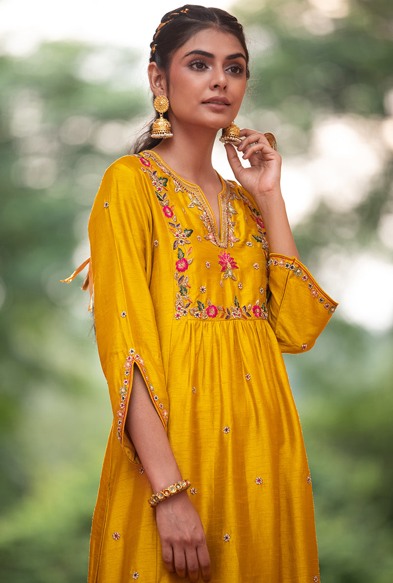 Yellow Floral Sitara Husna Kurta Set