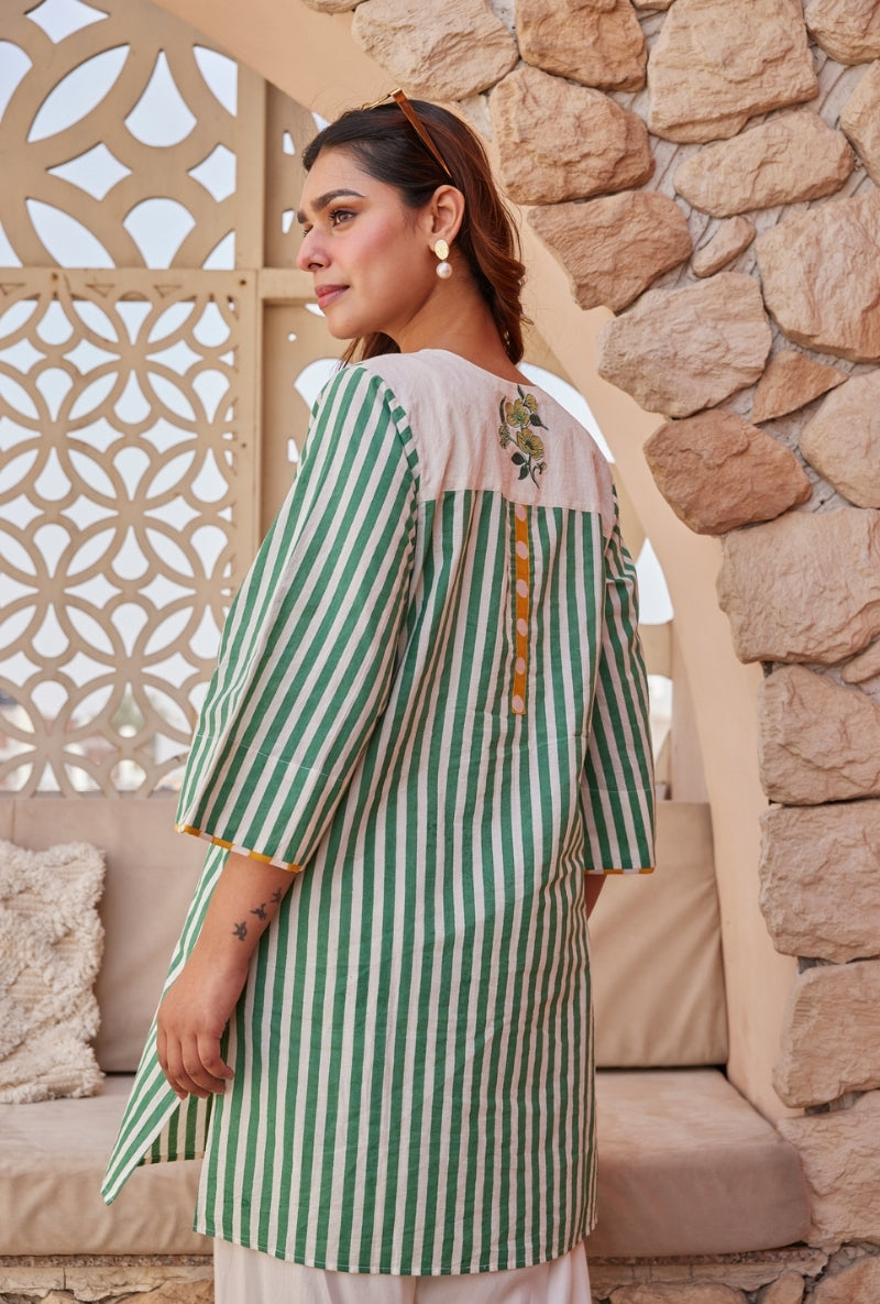 White Polka and Stripes Tarini Farshi Kurta Set