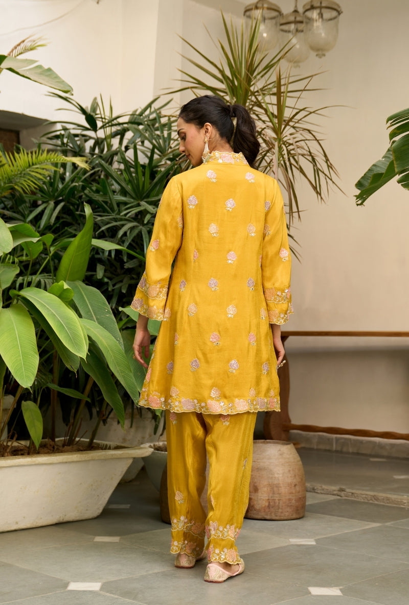 Mustard Embroidered Nadira Farshi Salwar Set