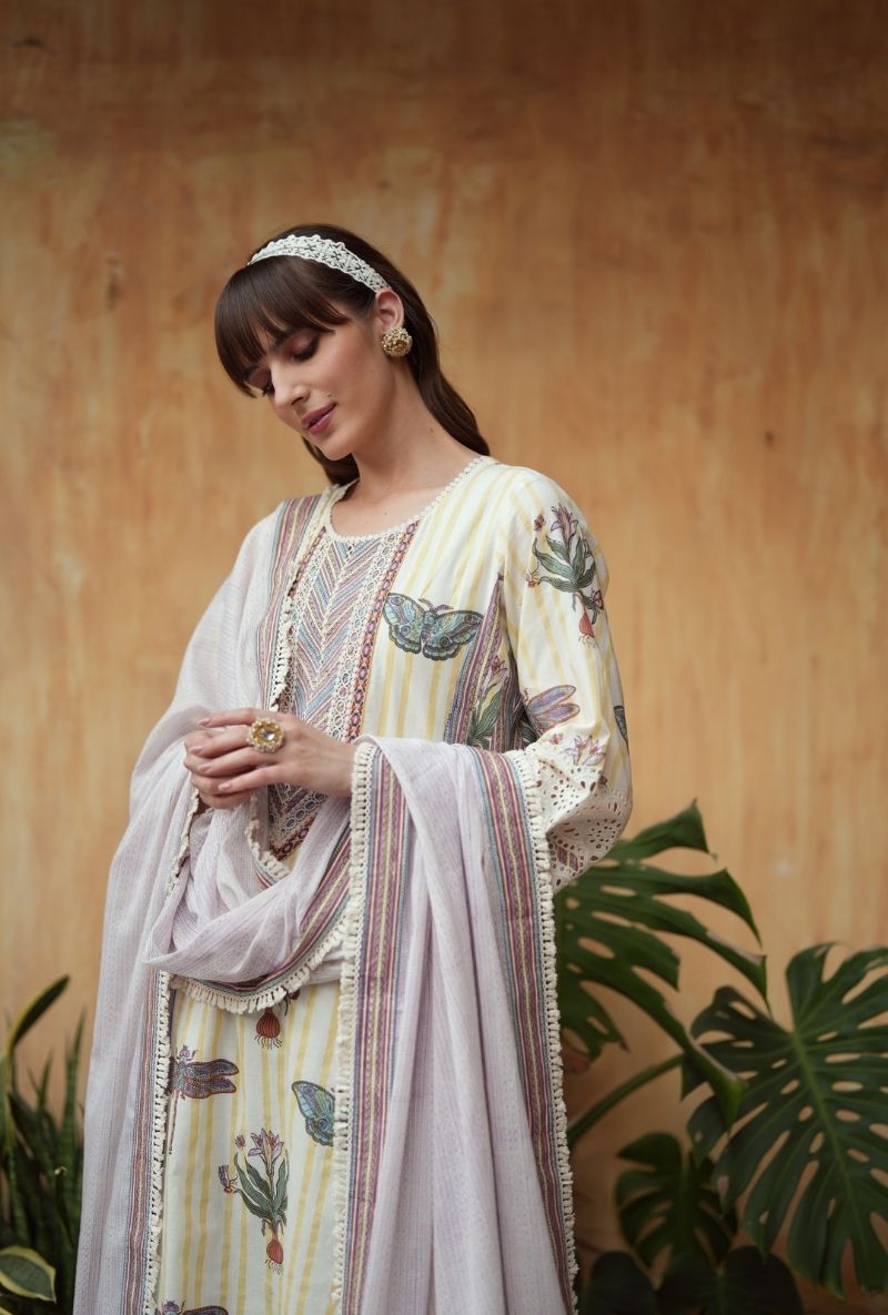 Ivory Butterfly Motif A-Line Raisa Salwar Set