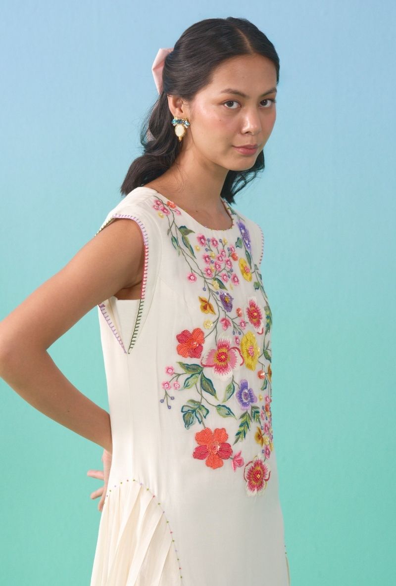 embroidered yoke shift dress Embroidery Yoke Dress