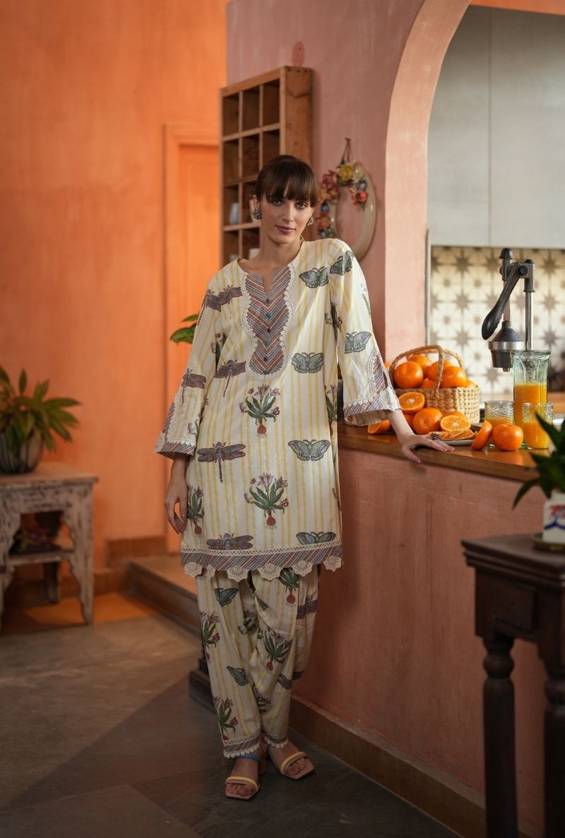 Ivory Dragonfly Motif Raisa Salwar Set