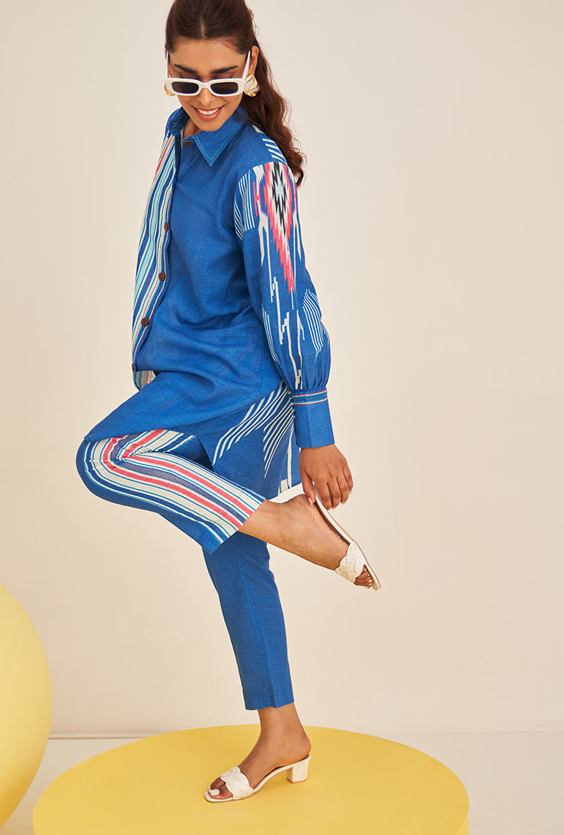 Blue Multi Stripe Long Shirt Bella Co-ord Set