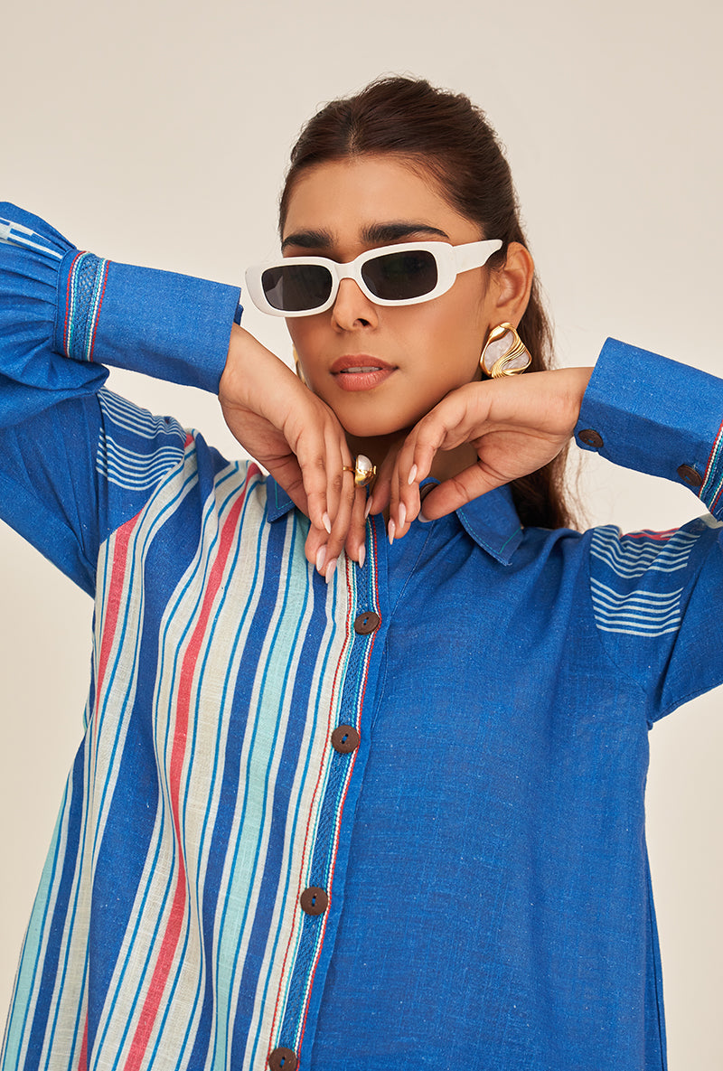 Blue Multi Stripe Long Shirt Bella Co-ord Set