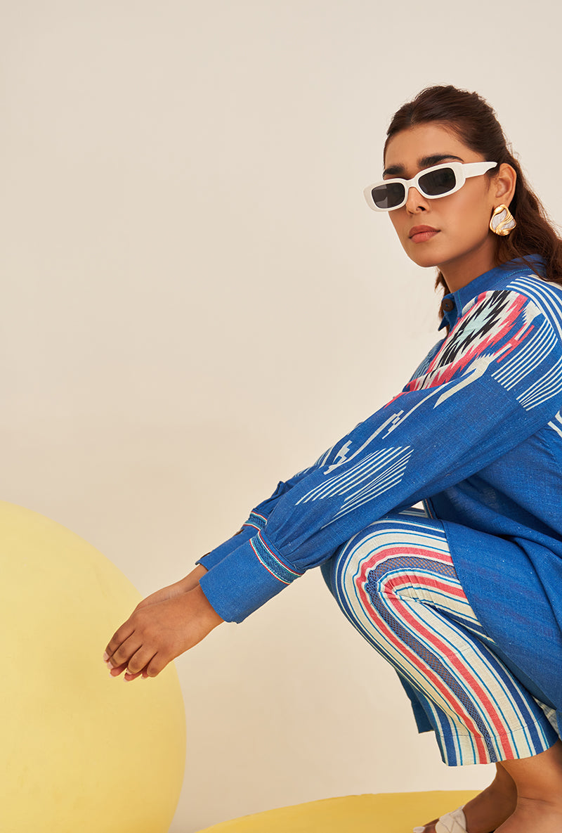 Blue Multi Stripe Long Shirt Bella Co-ord Set