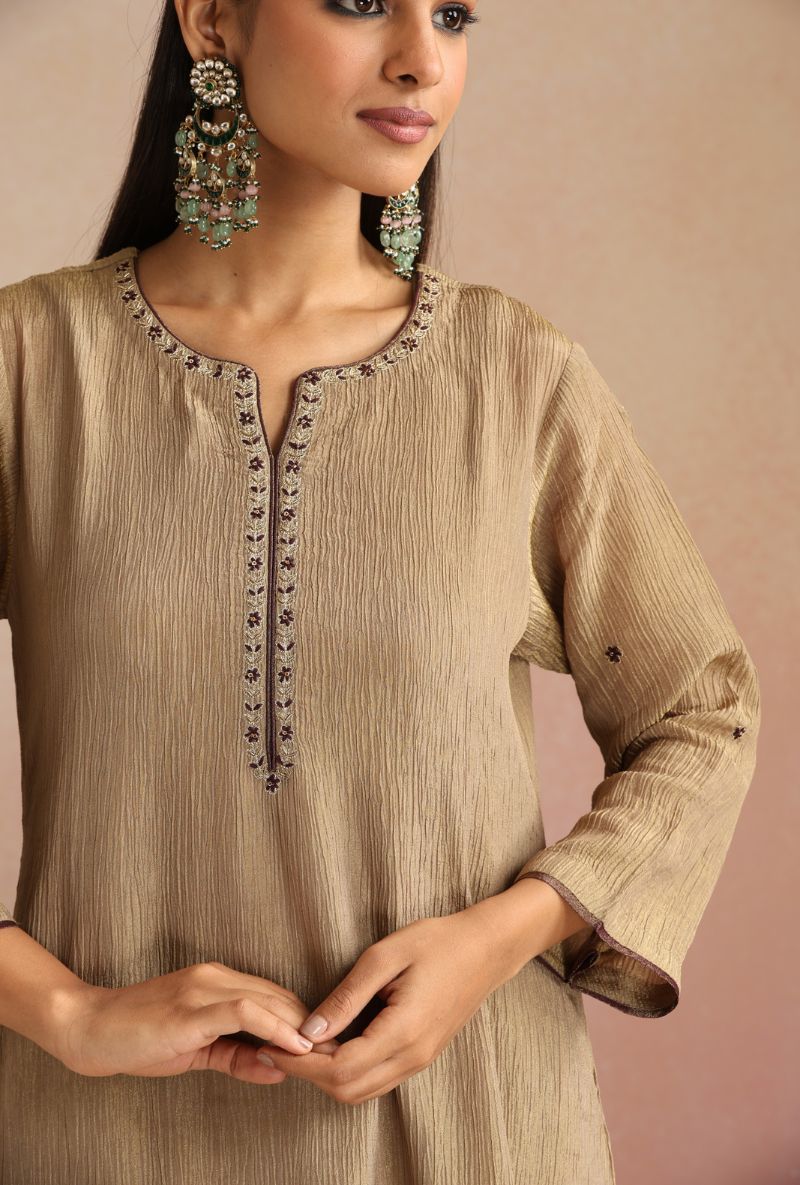 Golden Tissue Itrh Kurta Set