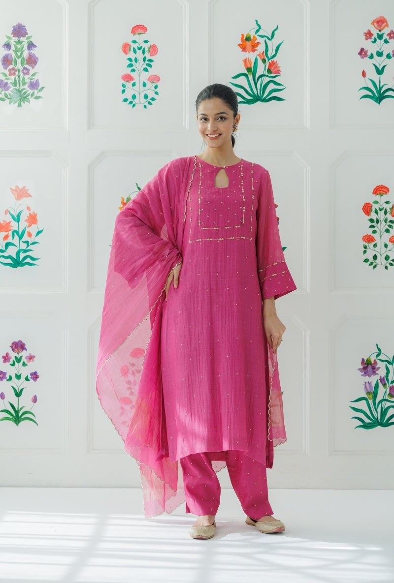 Mauve Pitta Work Yoke Baani Kurta Set