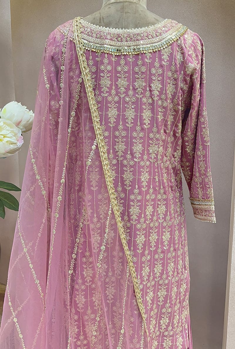 Mauve Pink Zari Hoor Gharara Set