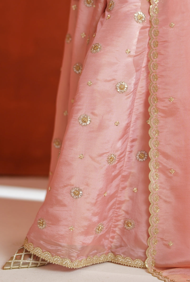 Light Pink All Over Zari &amp; Sequin Work Vira Sharara Set