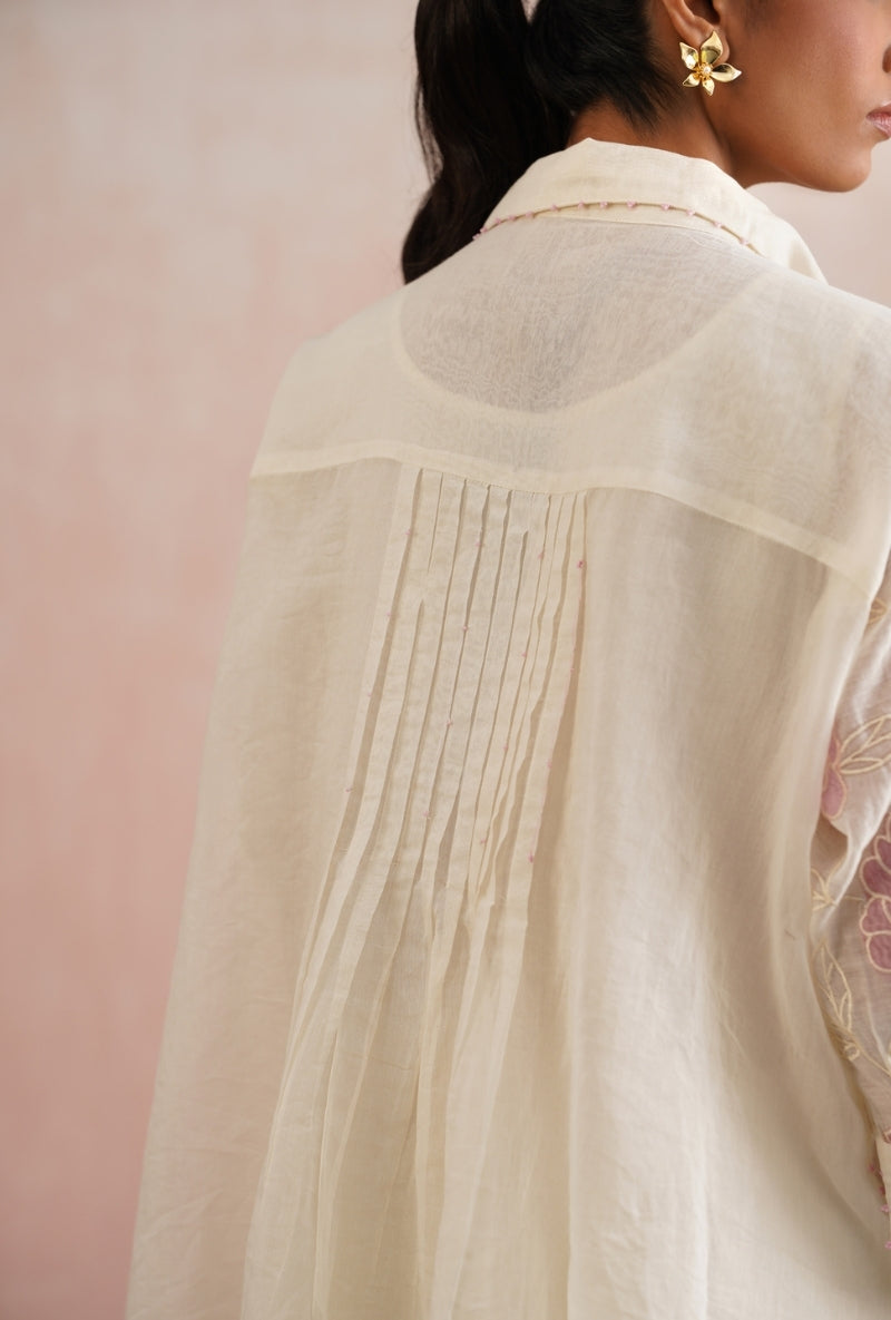 Ivory Applique and Pearl Embroidered Oversized Prisha Co-ord Set