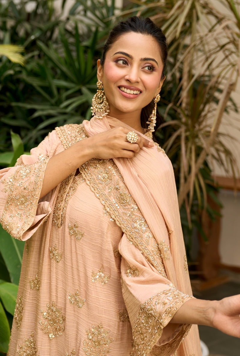 Light Pink Bell Sleeve Nadira Farshi Salwar Set