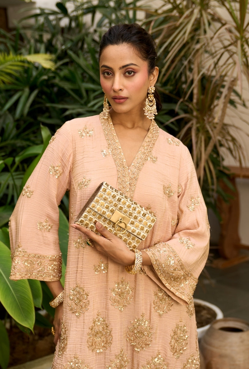 Light Pink Bell Sleeve Nadira Farshi Salwar Set