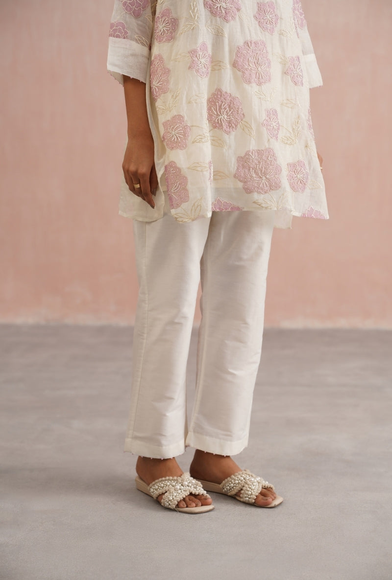 Ivory Applique and Pearl Embroidered Oversized Prisha Co-ord Set